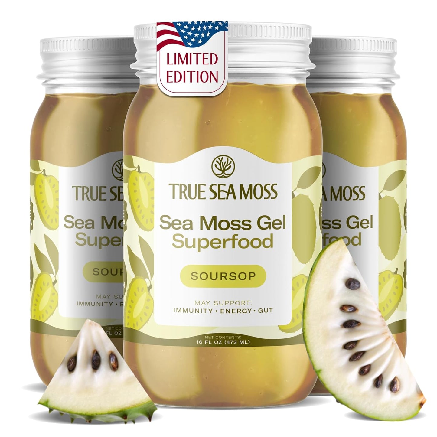 TrueSeaMoss Sea Moss Gel – Made in USA – Wildcrafted Seamoss, Fresh Fruits & Sea Vegetables – Cherry, Pack of 1 (Labels May Vary)