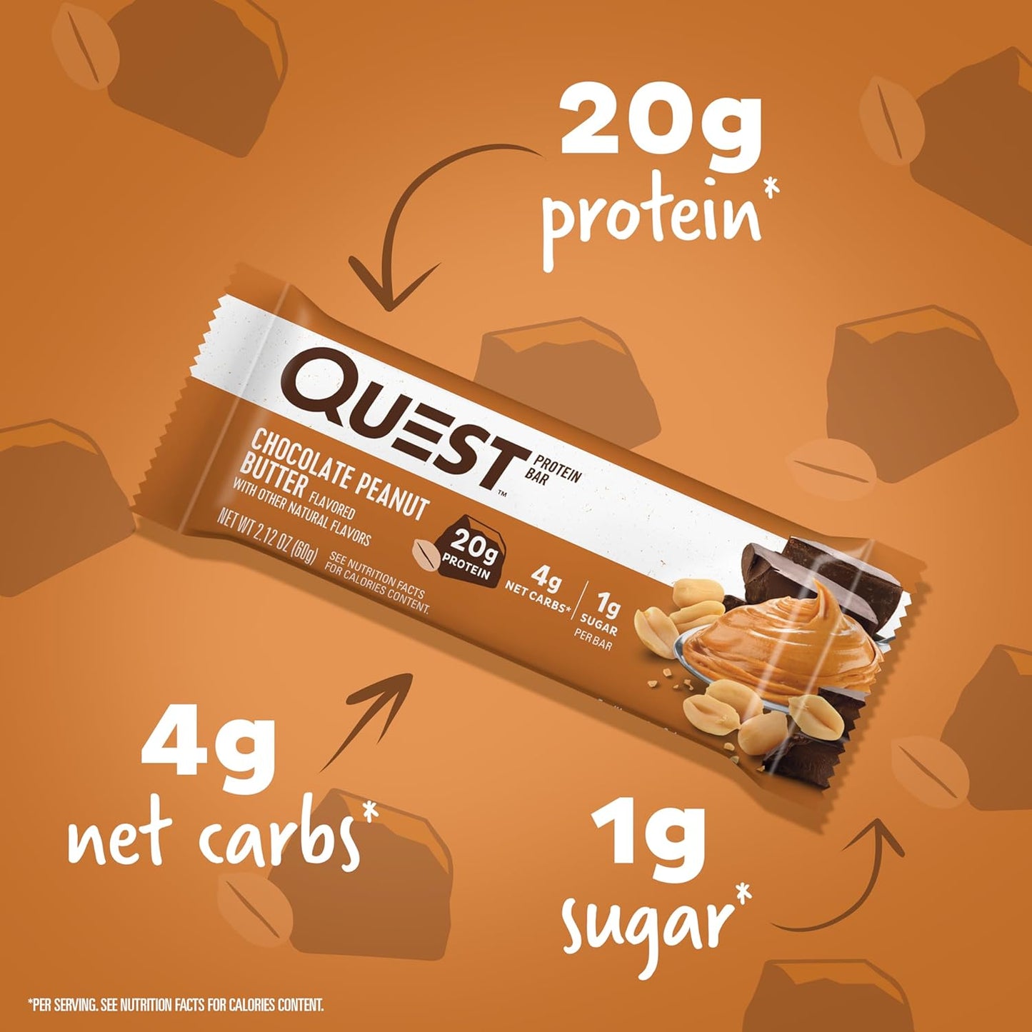 Quest Nutrition Apple Pie Protein Bar, 20g Protein, 4g Net Carbs, 2g Sugar, Gluten Free, Keto Friendly, 12 Count