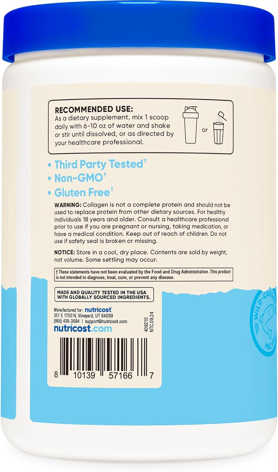 Nutricost Marine Collagen Powder Wild Caught Fish (8 oz) - 23 Servings, 10 G Protein Per Serving, Alaskan Wild-Caught