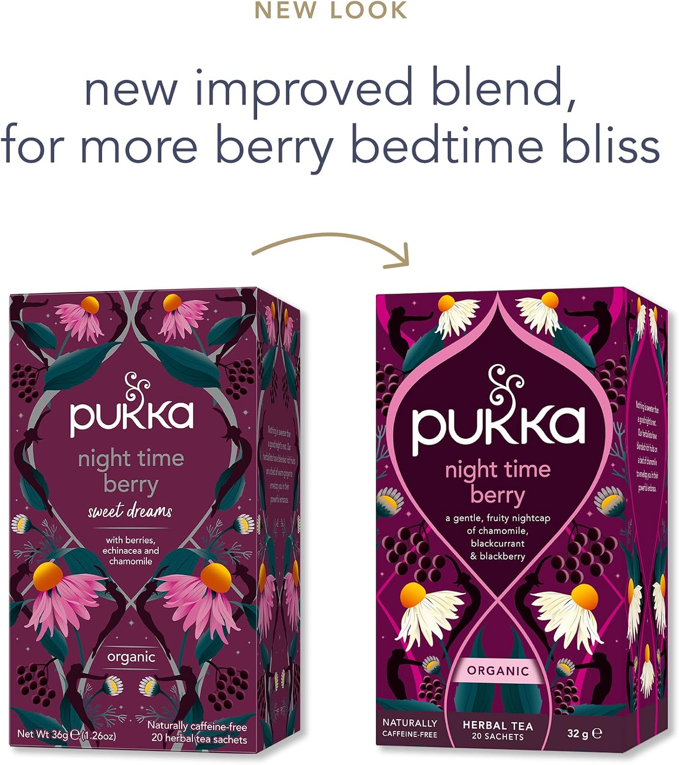 Pukka Herbs Night Time Berry Herbal Sleep Tea, 80 Teabags, Caffeine Free