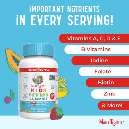 MaryRuth Organics Kids Vitamins | Multi | Sugar Free | 2 Month Supply | Kids Multivitamin Gummies for Ages 2+ | Vegan | Only 1 Gummy a Day | 60 Count