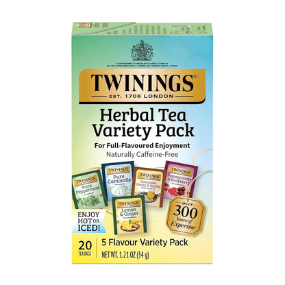 Twinings Mango & Pineapple Herbal Tea Individually Wrapped Bags, 20 Count (Pack of 6), Naturally Caffeine-Free, Enjoy Hot or Iced, 120 Teabags