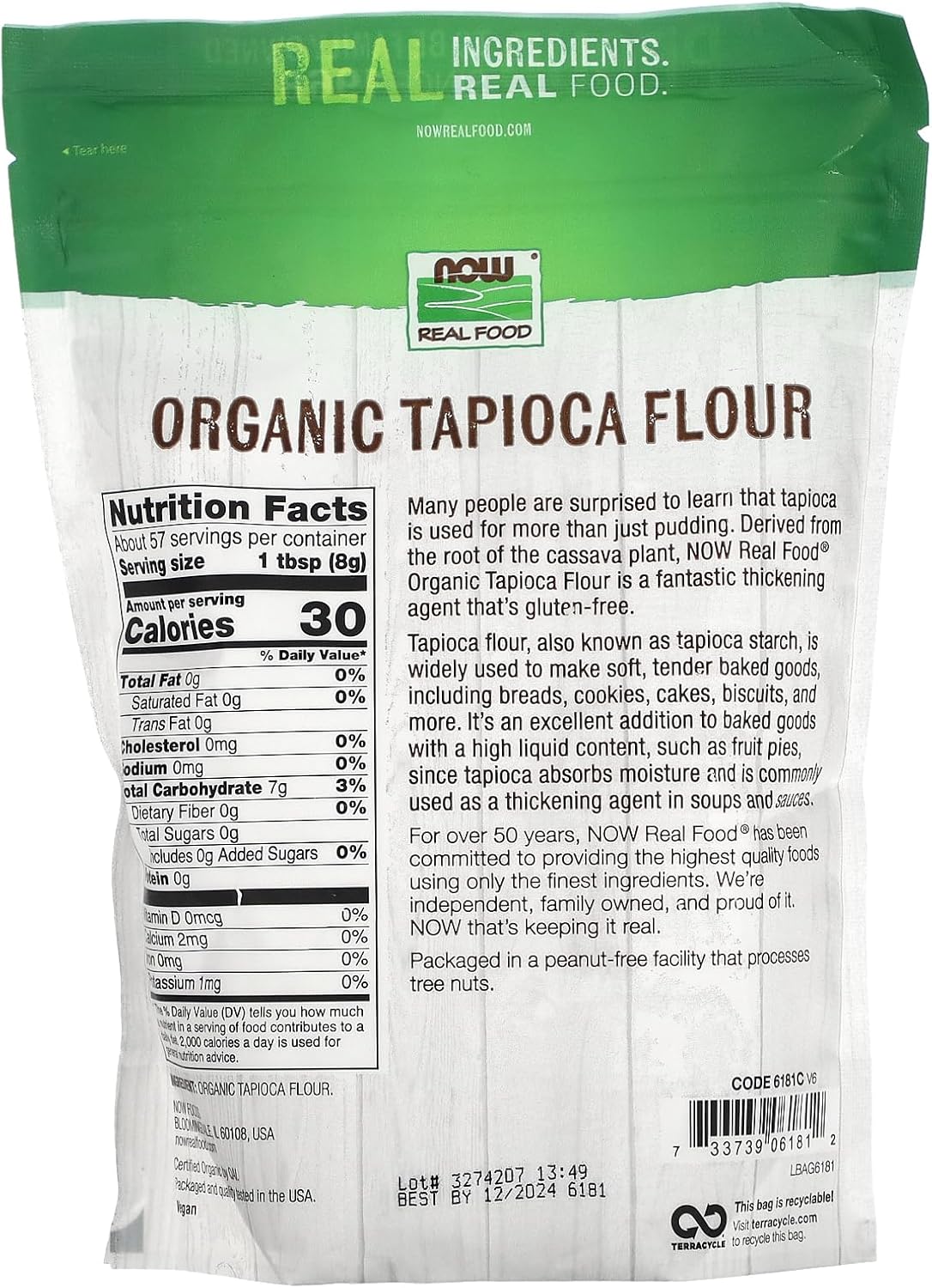 Now Foods Organic Tapioca Flour 16 Oz