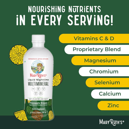 MaryRuth Organics Liquid Nighttime Multimineral | No Melatonin | Bedtime Routine | Magnesium Citrate | Calcium | Zinc | Vitamin D3| Available in 4 Flavors - Vegan | Sugar Free | Gluten Free | 32 Oz