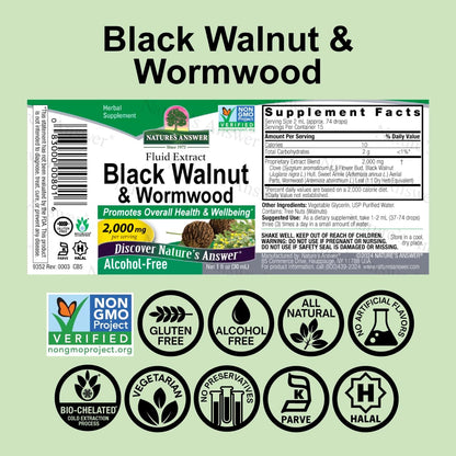 Nature's Answer Black Walnut and Wormwood, 1 Ounce each (Value Pack of 2)