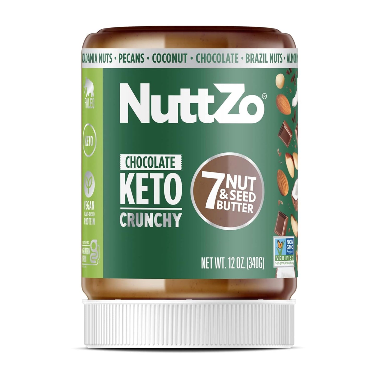 NuttZo Coconut Almond Keto Mixed Nut and Seed Butter | 7 Nuts & Seeds Blend, Keto-Friendly, Gluten-Free, Vegan, Kosher | No Added Sugar or Oil, 2g Net Carbs | 12oz Jar