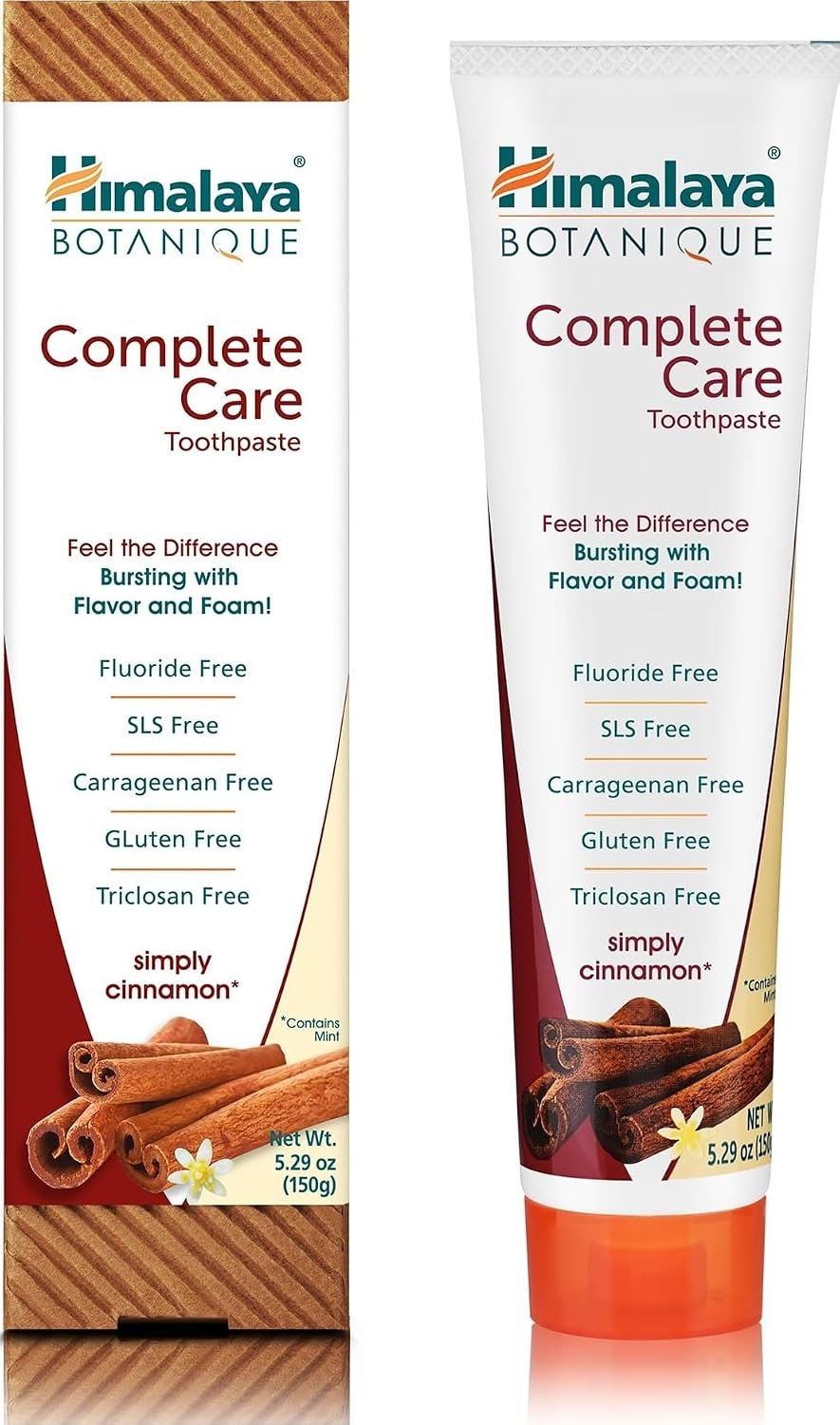 Himalaya Botanique Complete Care Toothpaste, Spearmint Flavor, Fights Plaque, Freshens Breath, Fluoride Free, No Artificial Flavors, SLS Free, Cruelty Free, Foaming, 5.29 Oz, 1 Pack