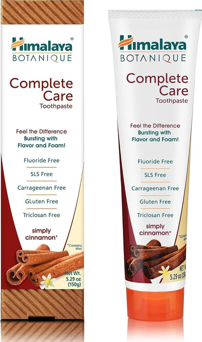 Himalaya Botanique Complete Care Toothpaste, Spearmint Flavor, Fights Plaque, Freshens Breath, Fluoride Free, No Artificial Flavors, SLS Free, Cruelty Free, Foaming, 5.29 Oz, 1 Pack