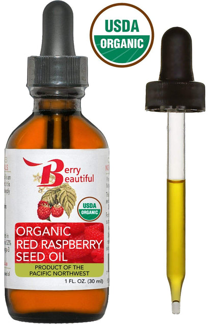 Organic Red Raspberry Seed Oil - Cold-Pressed, 100% Pure, Skin-Nourishing Antioxidants for Skincare (1 fl oz / 30 ml)