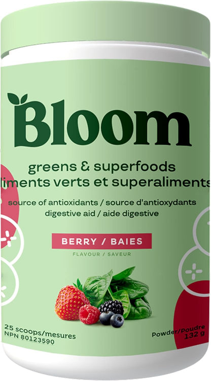 Bloom Nutrition Greens and Superfoods Powder for Digestive Health, Greens Powder, Digestive Enzymes, Probiotics, Spirulina, Chlorella for Bloating & Gut Support, Green Juice, 30 SVG, Strawberry Kiwi