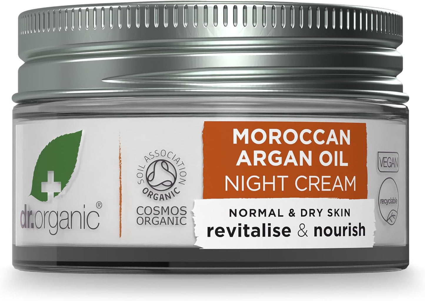 Dr Organic Moroccan Argan Oil Night Cream, Moisturising, Natural, Vegan, Cruelty Free, Paraben & SLS Free, Plastic Free, Recycled & Recyclable, Certified Organic, 50 ml