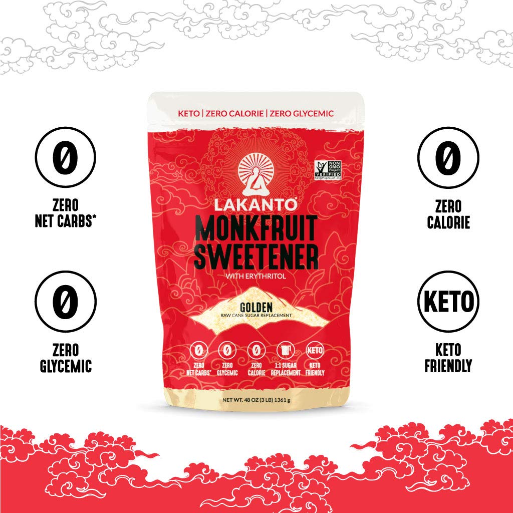 Lakanto Powdered Monk Fruit Sweetener with Erythritol - Powdered Sugar Substitute, Zero Calorie, Keto Diet Friendly, Zero Net Carbs, Baking, Extract, Sugar Replacement