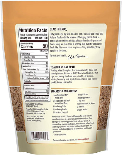 Bob's Red Mill Wheat Bran, 8 Oz (Pack of 4)