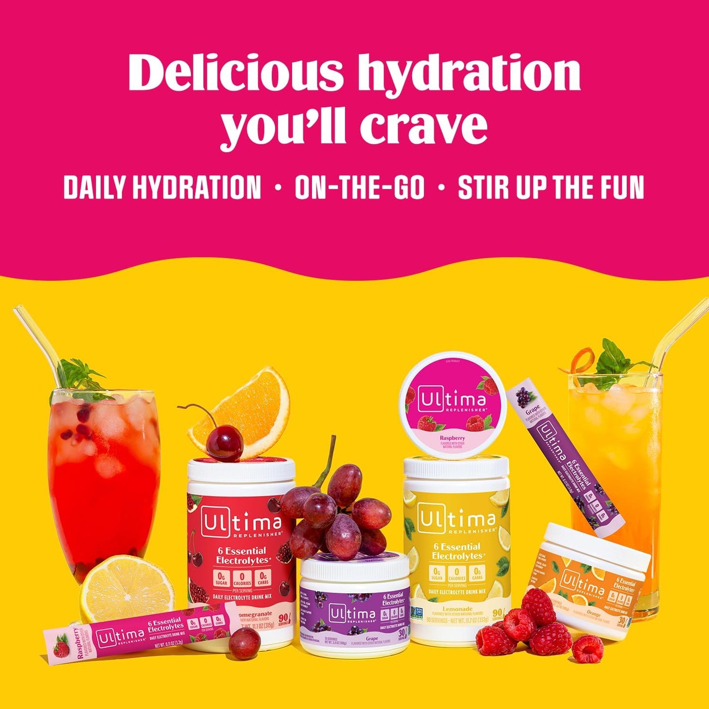 Ultima Replenisher Hydration Electrolyte Packets- 20 Count- Keto & Sugar Free- On the Go Convenience- Feel Replenished, Revitalized- Non-GMO & Vegan Electrolyte Drink Mix- Lemonade