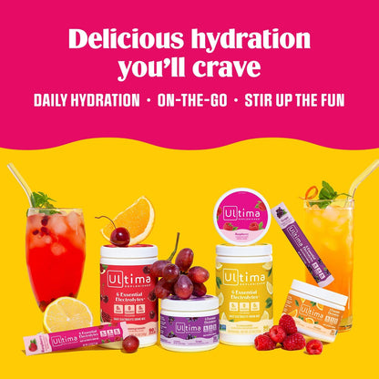 Ultima Replenisher Hydration Electrolyte Packets- 20 Count- Keto & Sugar Free- On the Go Convenience- Feel Replenished, Revitalized- Non-GMO & Vegan Electrolyte Drink Mix- Lemonade