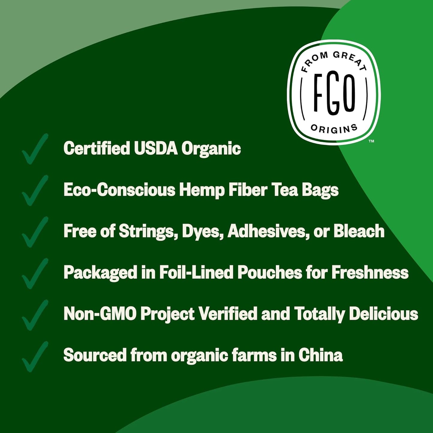 FGO Organic White Tea, Eco-Conscious Tea Bags, Packaging May Vary, 100 Count (Pack of 1)