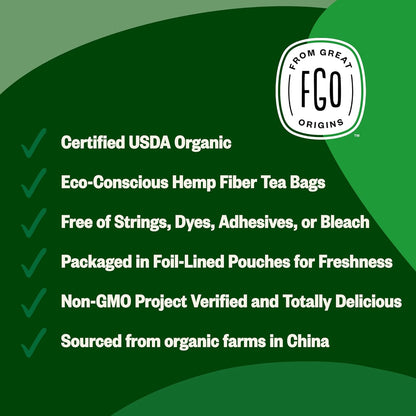 FGO Organic Nettle Leaf Tea, 100 Count, Eco-Conscious Tea Bags, Caffeine Free, Resealable Bag, Packaging May Vary (Pack of 1)