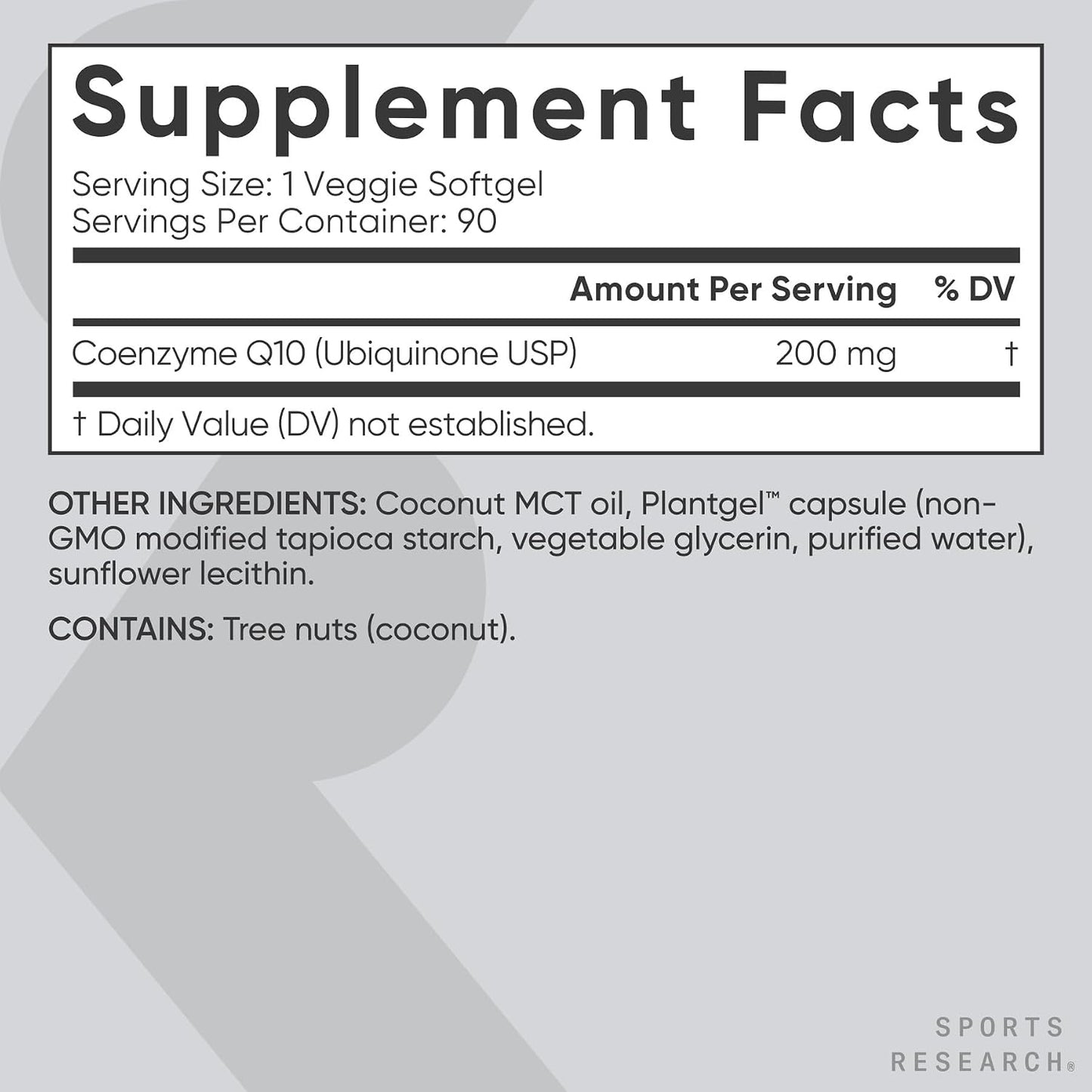 Sports Research® CoQ10 200mg, 90 Count Plantgels™