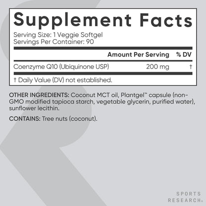 Sports Research® CoQ10 200mg, 90 Count Plantgels™