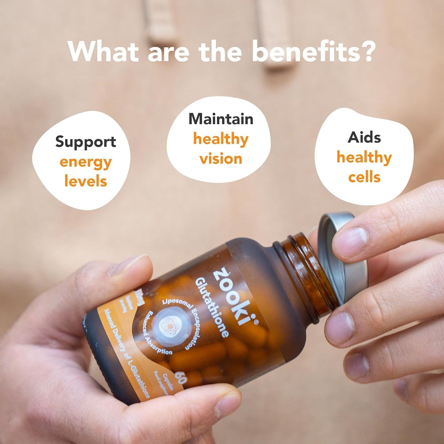 Zooki 500mg Liposomal Glutathione Capsules | 4X Higher Absorption | Ultimate Skin, Liver, Detox, Energy Support | Natural Ingredients, Vegan | (30 Servings)