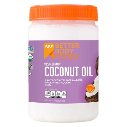 BetterBody Foods Organic Unrefined Coconut Oil - Natural Hair and Skin Moisturizer and Cooking Oil - Light Aroma and Flavor - Butter Alternative - 28 Fl Oz