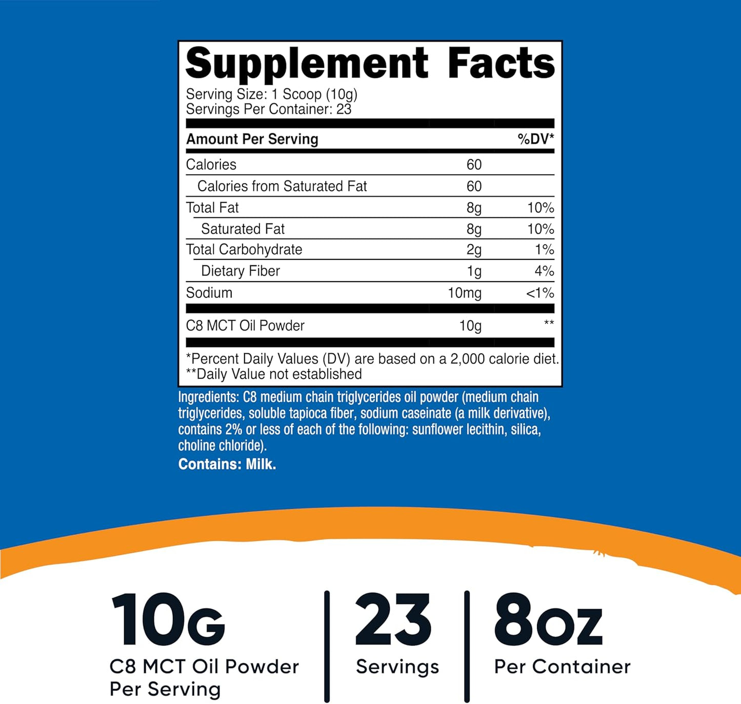 Nutricost C8 MCT Oil Powder 23 Servings (8oz) - 95% C8 MCT Oil Powder