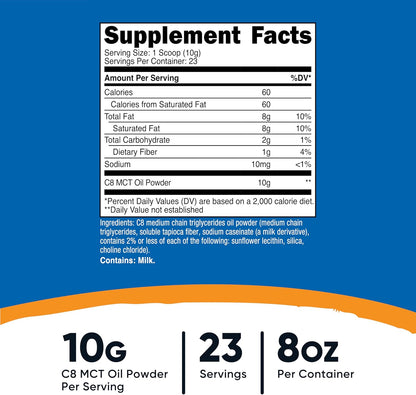 Nutricost C8 MCT Oil Powder 23 Servings (8oz) - 95% C8 MCT Oil Powder