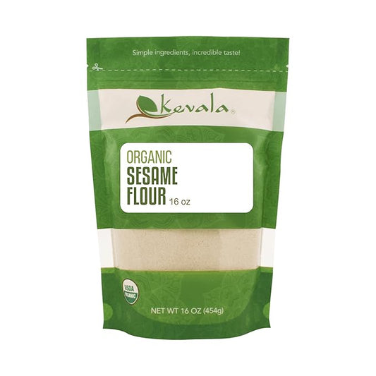 Kevala Organic Sesame Flour - 16 oz – 1 LB – Gluten Free – Sesame Seeds Organic – Vegan Flour – Raw Unhulled Seeds
