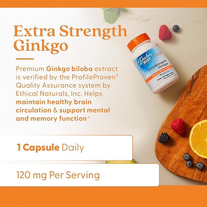 Doctor's Best Extra Strength Ginkgo Biloba 120mg - 120 Vegan Capsules