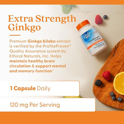 Doctor's Best Extra Strength Ginkgo Biloba 120mg - 120 Vegan Capsules