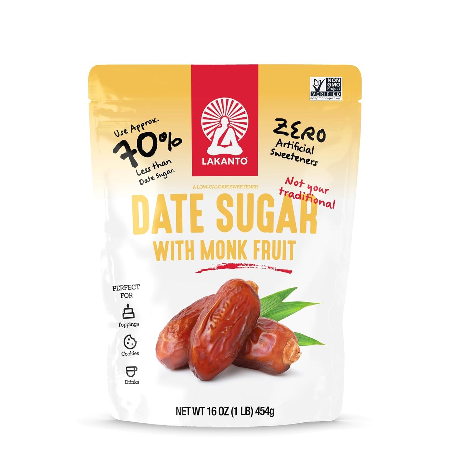 Lakanto Cane Sugar with Monk Fruit Sweetener - Reduced Sugar for Coffee, Tea, Cooking, Baking, Sauces, Smoothies, Oatmeal, Drinks, Jams, Syrup, Protein Shakes (1 lb)