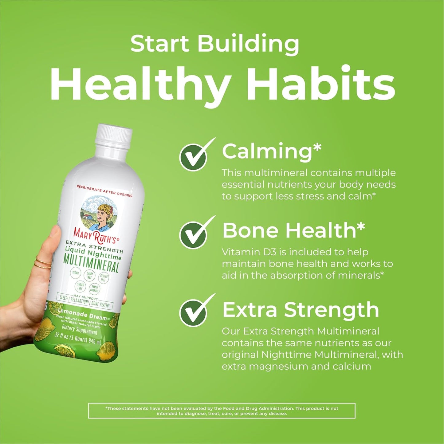 MaryRuth Organics Liquid Nighttime Multimineral | No Melatonin | Bedtime Routine | Magnesium Citrate | Calcium | Zinc | Vitamin D3| Available in 4 Flavors - Vegan | Sugar Free | Gluten Free | 32 Oz