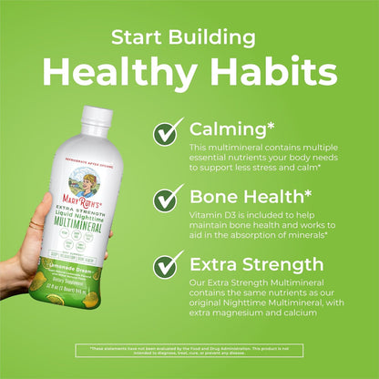MaryRuth Organics Liquid Nighttime Multimineral | No Melatonin | Bedtime Routine | Magnesium Citrate | Calcium | Zinc | Vitamin D3| Available in 4 Flavors - Vegan | Sugar Free | Gluten Free | 32 Oz