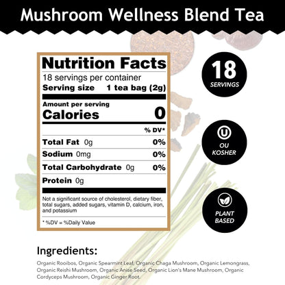 Buddha Teas - Chaga Tea - Organic Herbal Tea - For Cognitive Balance & Overall Health - With Chaga Mushroom, Antioxidants & B Vitamins - Caffeine Free - OU Kosher - 18 Tea Bags (Pack of 1)