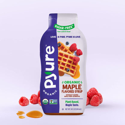 Pyure Organic Caramel Flavored Syrup, Zero Sugar, 1 Net Carb, Gluten-Free, Plant-Based for Vegan Keto Friendly Food, 14 Oz
