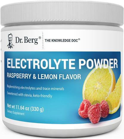 Dr. Berg Zero Sugar Hydration Keto Electrolyte Powder - Enhanced w/ 1000 mg of Potassium & Real Pink Himalayan Salt (NOT Table Salt) - Lemonade Flavor Hydration Drink Mix Supplement - 100 Servings