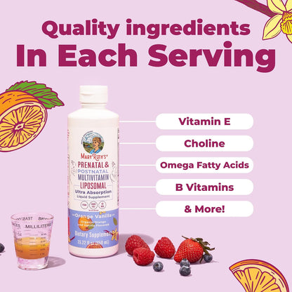 MaryRuth Organics Prenatal & Postnatal Multivitamin for Women | Sugar Free | Formulated for Pre-Conception, Pregnancy & Nursing | Vegan | Non-GMO | Gluten Free | 15.22oz