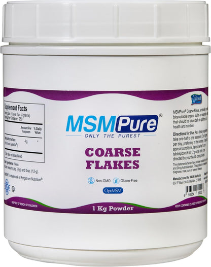KALA HEALTH MSMPure Lemon Lime Flavored Coarse MSM Powder Flakes – Organic Sulfur for Joint Flexibility, Skin Appearance, and Hair & Nail Support – 8.8 oz, USA Made, Distilled Crystals