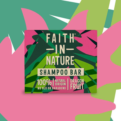 Faith In Nature Natural Dragon Fruit Shampoo Bar, Revitalising, Vegan and Cruelty Free, No SLS or Parabens, For Normal to Dry Hair, 85 g