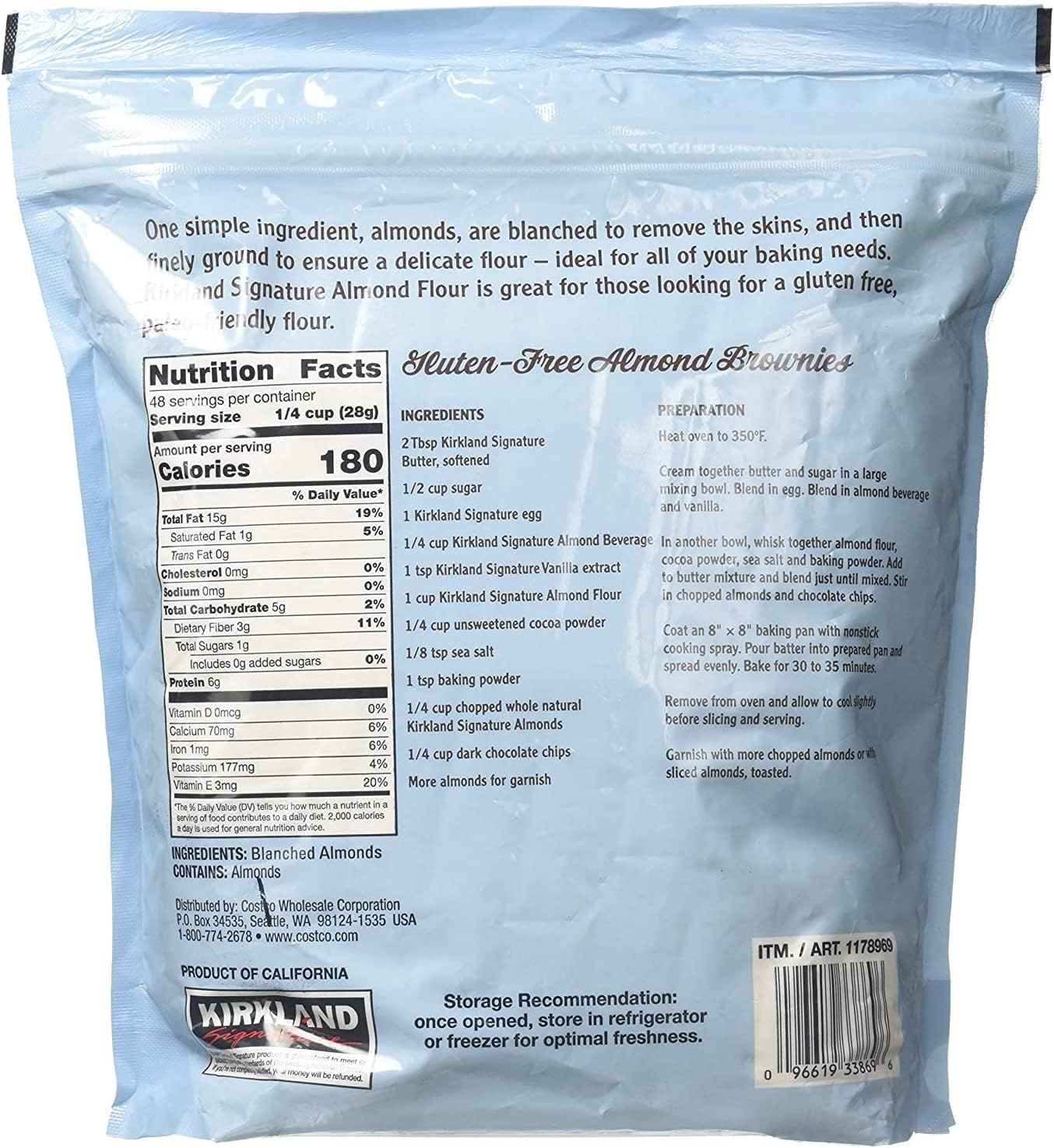 Kirkland Signature Almond Flour Blanched California Superfine | Gluten Free | Rich in Protein | Paleo Friendly | Ideal for Baking | Good Source of Fibre | Sold by EPL