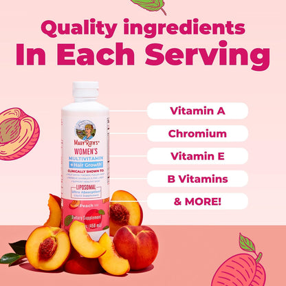 MaryRuth Organics Women's Multivitamin Lustriva Hair Growth Liposomal | Biotin | Vitamin D, B | Clinically Tested for Thicker Hair, Fine Lines, Skin Care | Ages 18 | Hair Vitamins | 15 Fl Oz