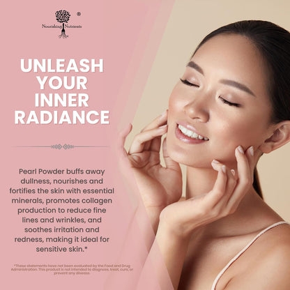 Pearl Powder Supplement for Skin Health - Anti-Aging, Antioxidant & Collagen Production - Healthy Eyes, Hair & Nails, Supports Immunity, Mood and Sleep - With Calcium & Amino Acids 120 capsules 1000mg