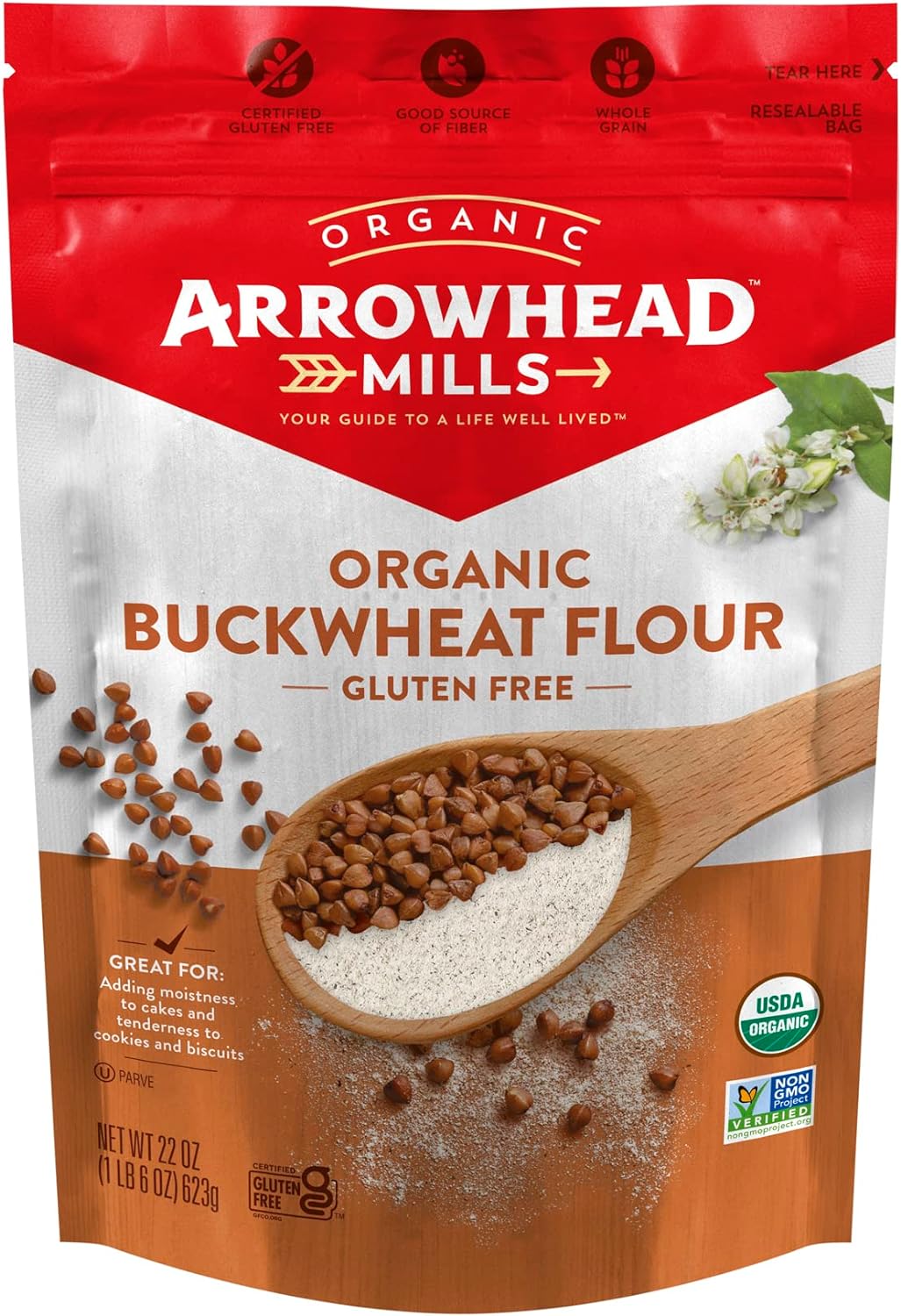 Arrowhead Mills Organic Buckwheat Flour, Gluten Free, 22 oz