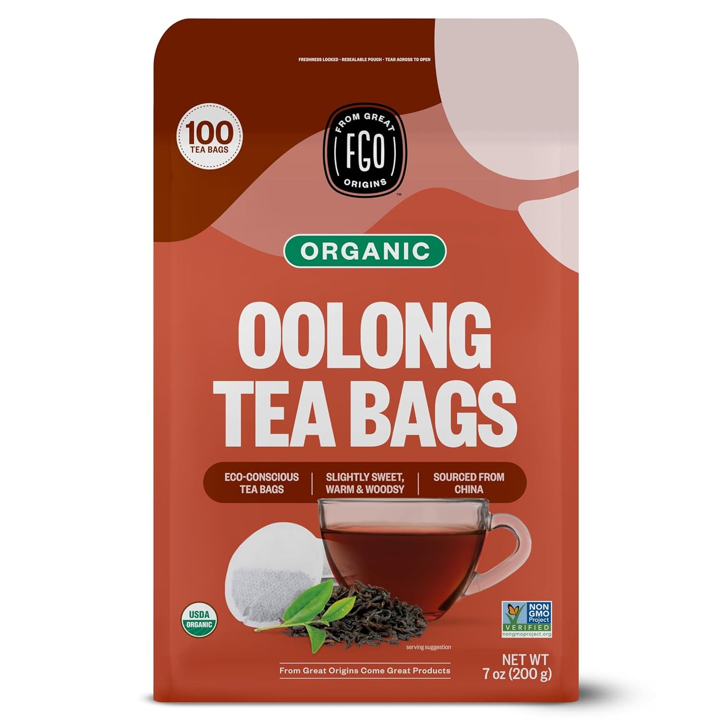 FGO Organic Milk Thistle Tea, 100 Count, Eco-Conscious Herbal Tea Bags, Resealable Bag, Caffeine Free, Packaging May Vary (Pack of 1)