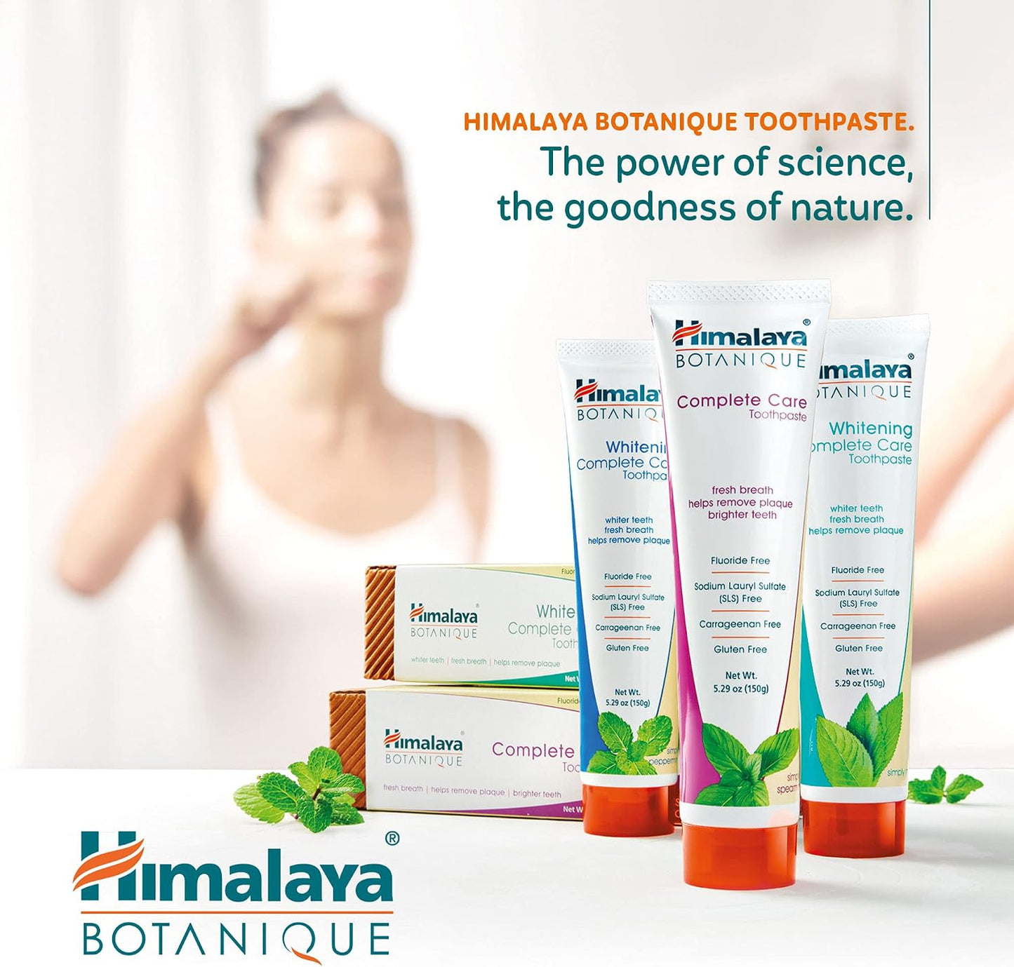 Himalaya Botanique Complete Care Toothpaste, Spearmint Flavor, Fights Plaque, Freshens Breath, Fluoride Free, No Artificial Flavors, SLS Free, Cruelty Free, Foaming, 5.29 Oz, 1 Pack