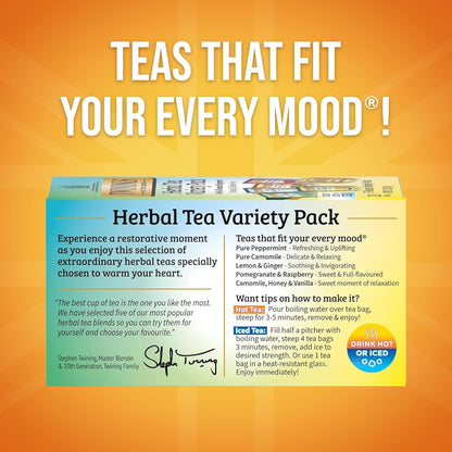 Twinings Wild Berries Herbal Tea Individually Wrapped Bags, 20 Count (Pack of 1), Full-Flavoured, Naturally Caffeine-Free, Enjoy Hot or Iced, 20 Teabags