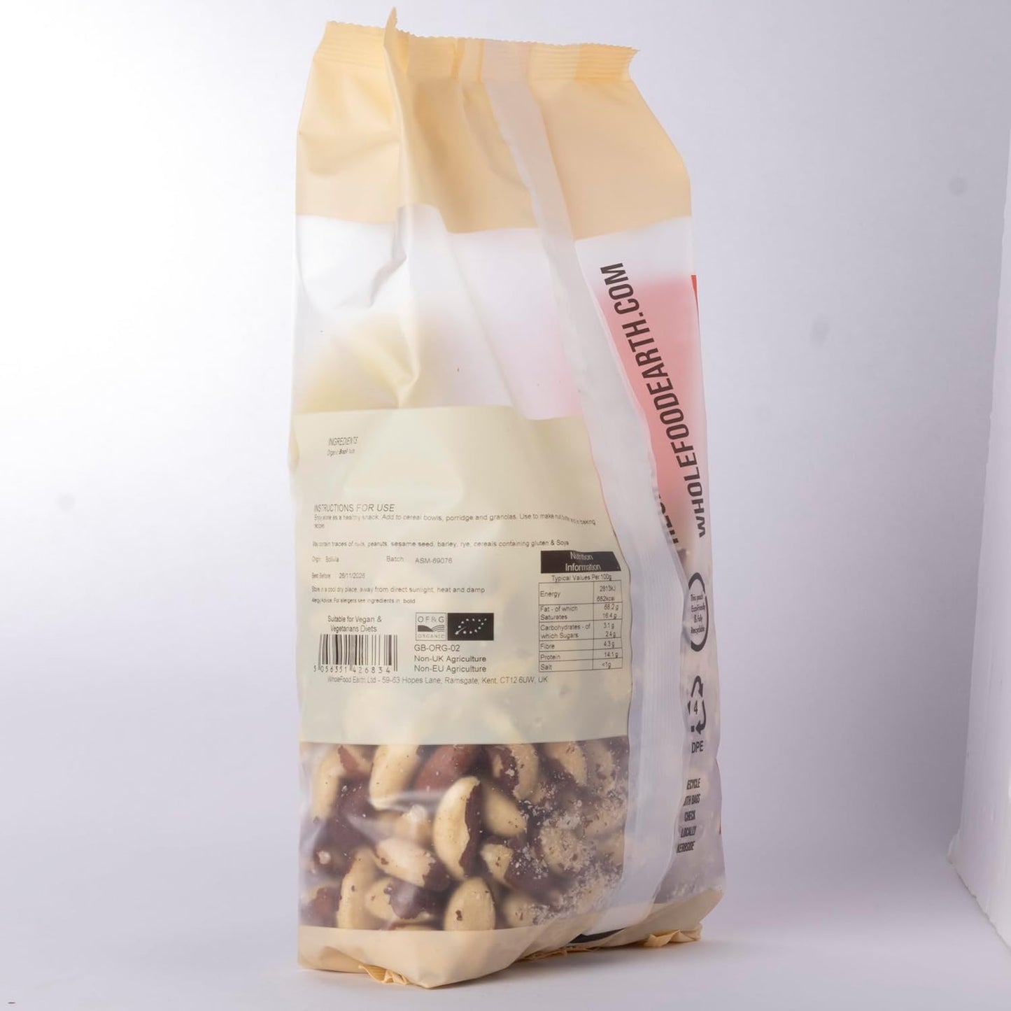 Wholefood Earth Organic Brazil Nuts 1kg - Premium Whole | Rich in Selenium | High Protein | No Salt | Vegan | Stock & Bite