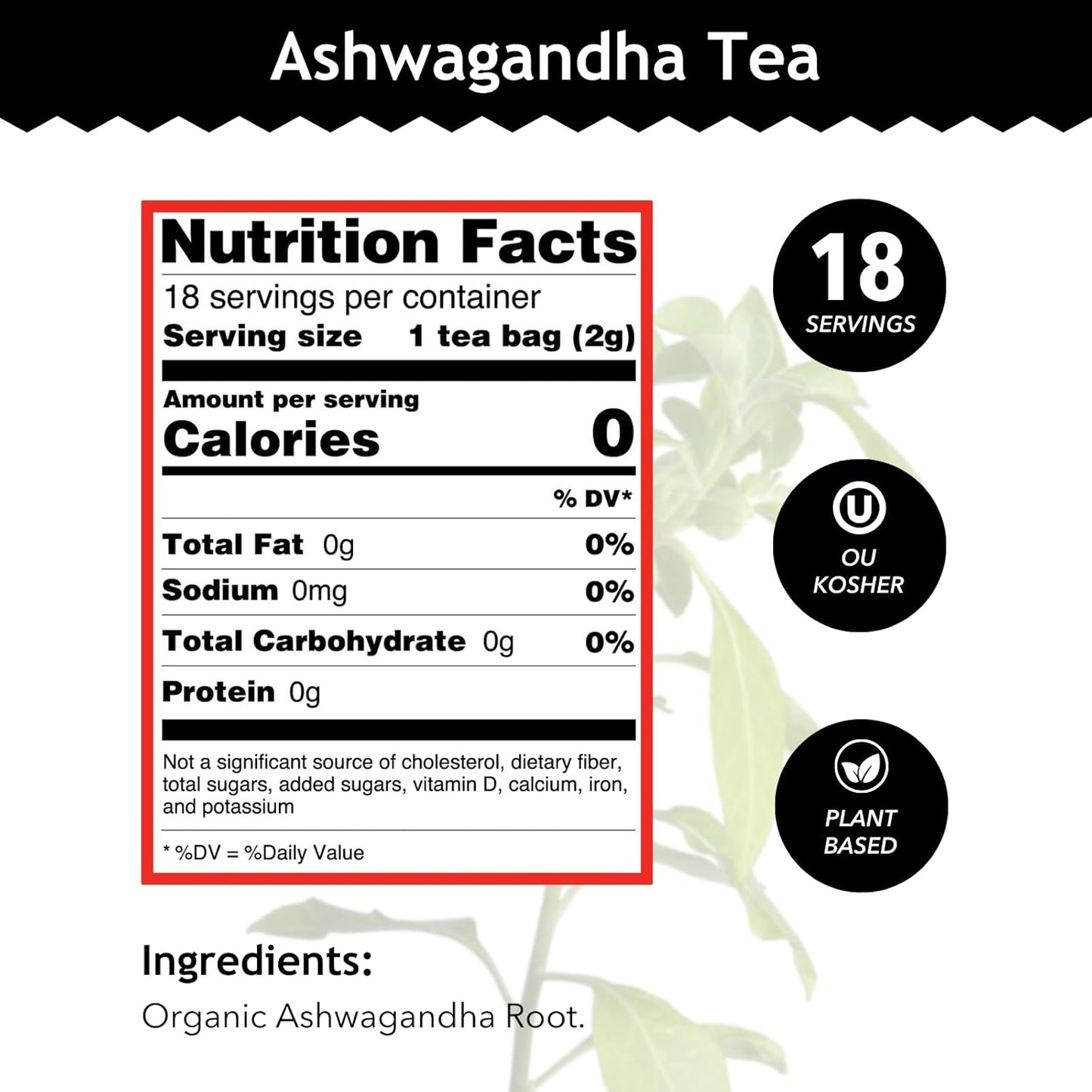 Buddha Teas - Chaga Tea - Organic Herbal Tea - For Cognitive Balance & Overall Health - With Chaga Mushroom, Antioxidants & B Vitamins - Caffeine Free - OU Kosher - 18 Tea Bags (Pack of 1)