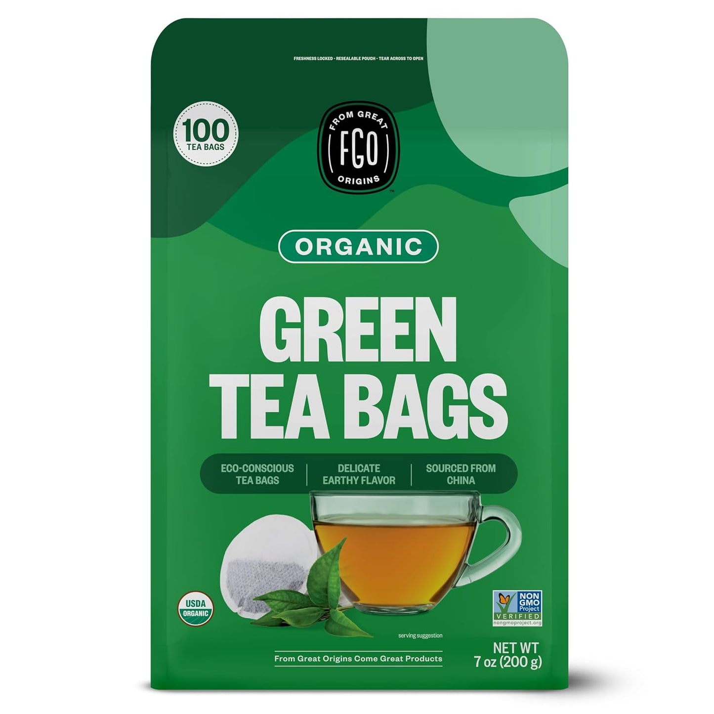 FGO Organic Milk Thistle Tea, 100 Count, Eco-Conscious Herbal Tea Bags, Resealable Bag, Caffeine Free, Packaging May Vary (Pack of 1)
