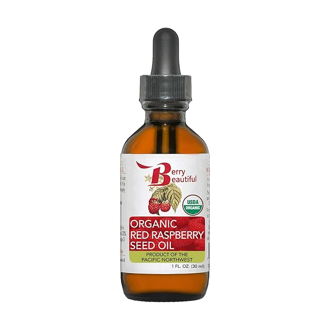 Organic Red Raspberry Seed Oil - Cold-Pressed, 100% Pure, Skin-Nourishing Antioxidants for Skincare (1 fl oz / 30 ml)